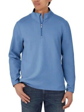 Kirkland Signature Men's S Blue 1/2 Pullover Long Sleeve Scuba Sweatshirt M0967